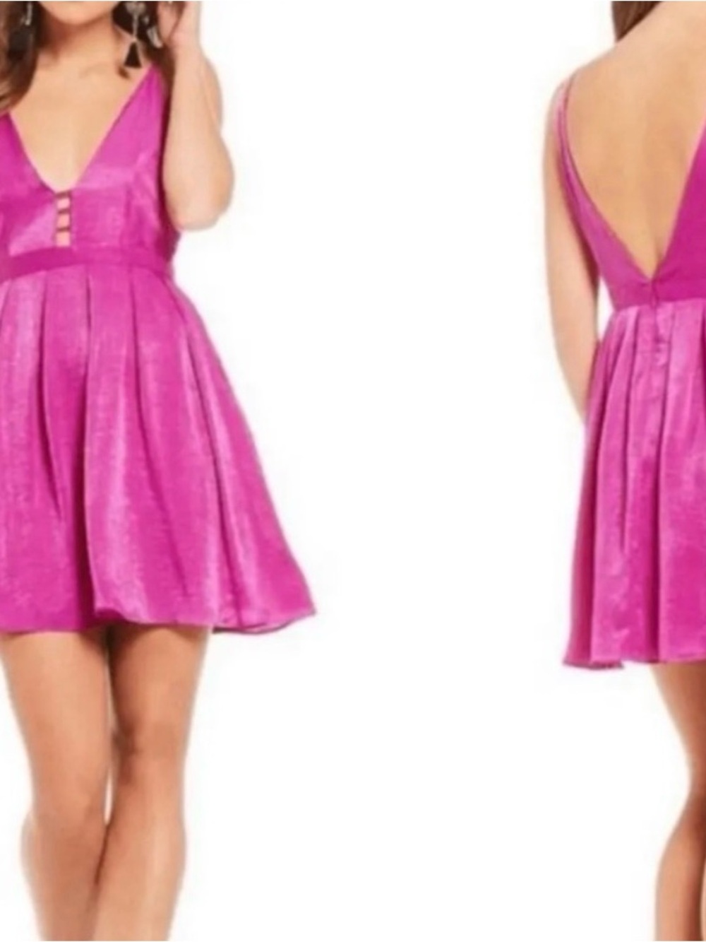 Free People purplish pink Spaghetti Strap V-Neck Dress